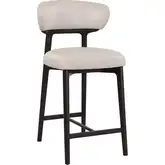 Okayama Counter Stool in Wheat Neutral Leather & Dark Wood (Set of 2)